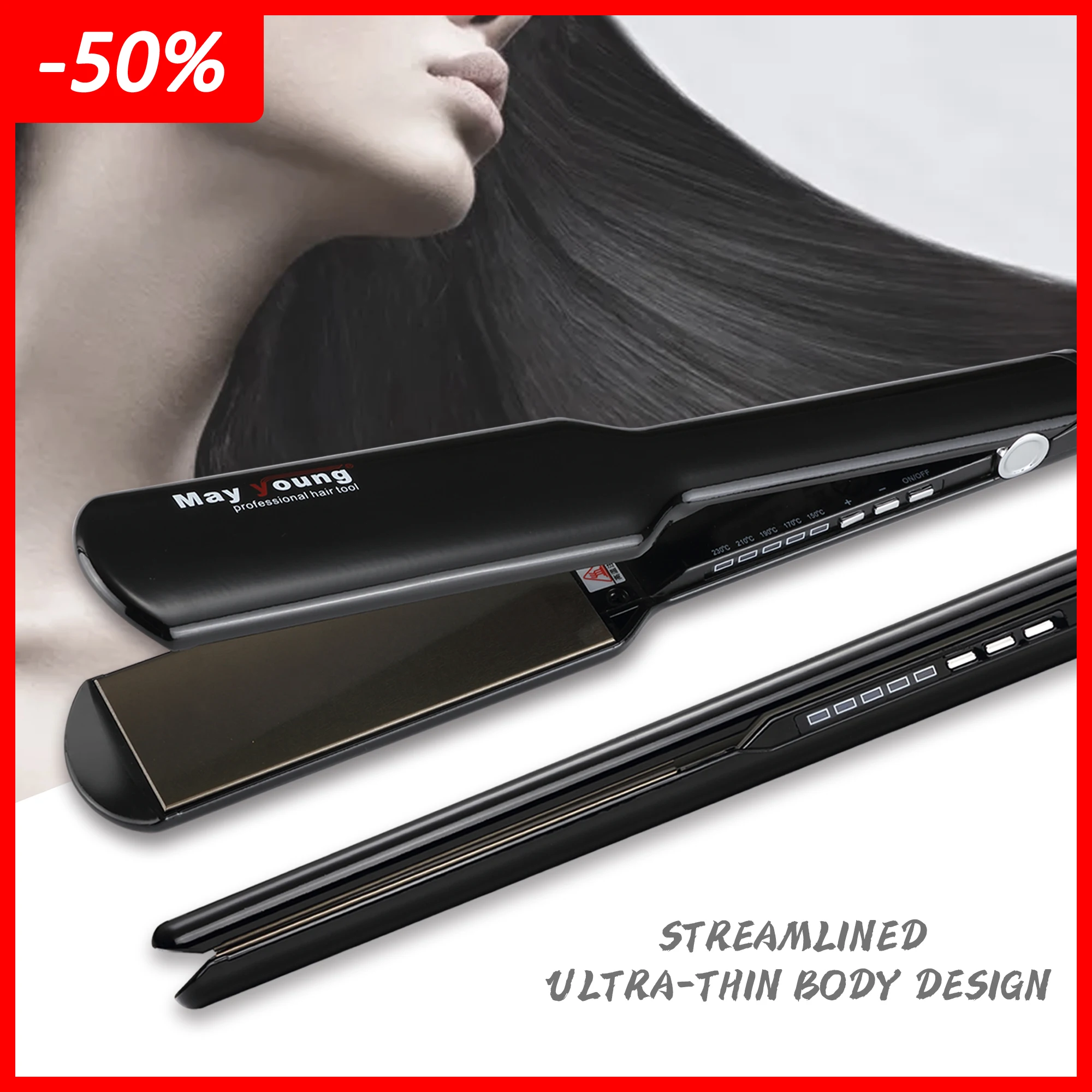 Big Plate Titanium Plates Hair Flat Iron 450 Degree Hair Straightener
