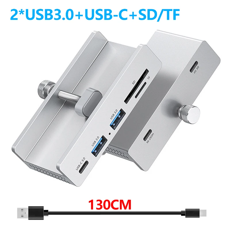 Aluminum 4-Port USB Hub with High-Speed Data Transmission and Power Supply