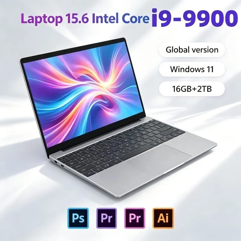 울트라 슬림 윈도우 11 노트북 컴퓨터 15.6인치 32GB 램 1TB 2TB SSD 인텔 I9-9900 게이머용 노트북 1920*1080 사무용 컴퓨터 PC