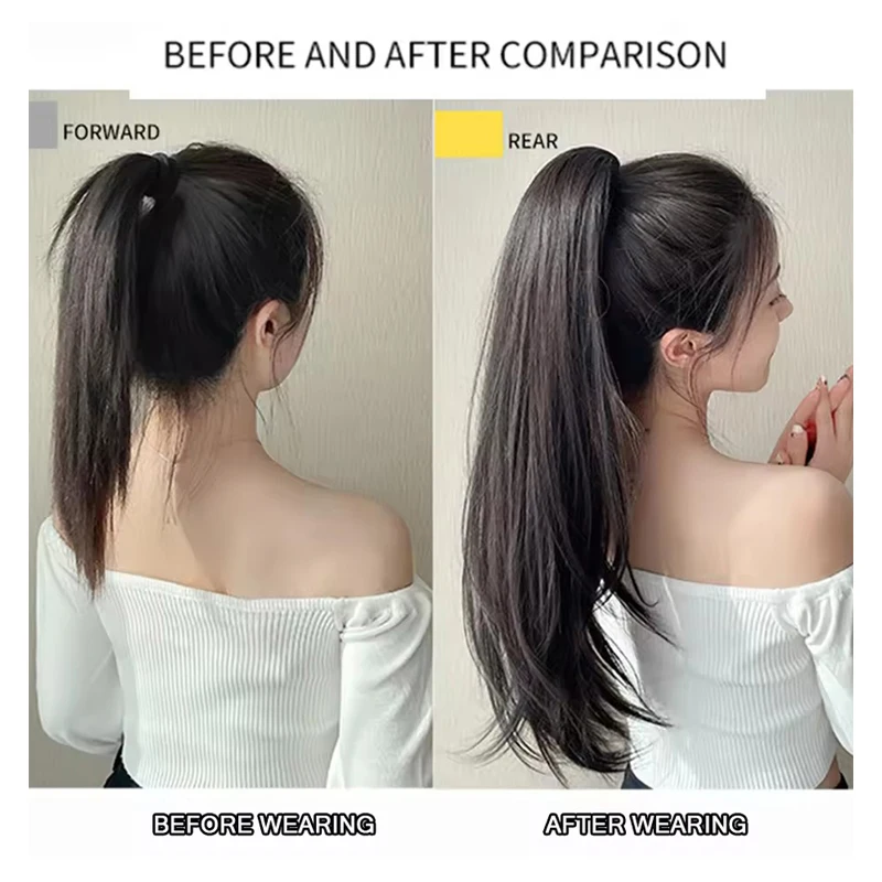 18Inch Synthetic Straight Claw Clip On Ponytail Hair Extension  Ponytail Extension Hair For Women Pony Tail Hair Hairpiece