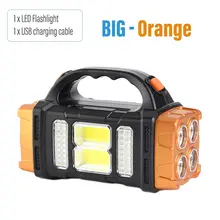  High Power Led Flashlights Camping Torch Work Light Solar Charge 4 Gear USB Rechargeable Light Waterproof Light for Outdoor 