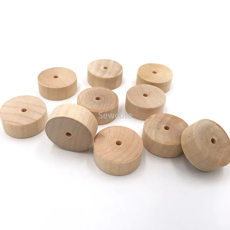 Slab Wooden Wheels for Crafts with Hole Mini Wooden Hobby Wheel for