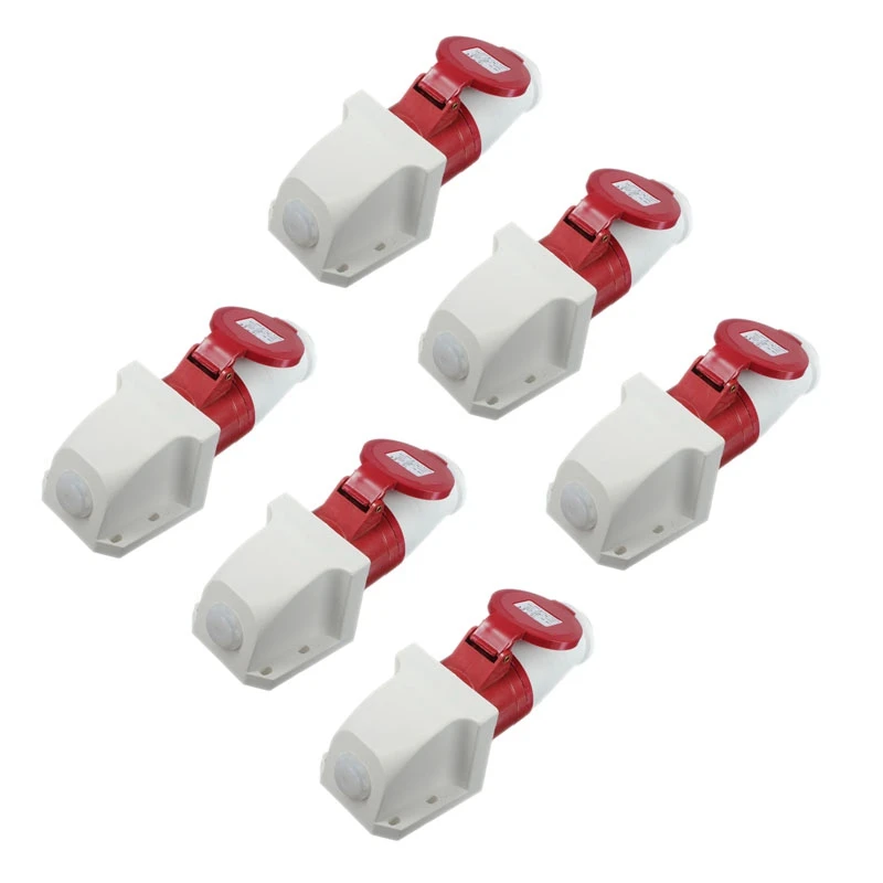 

6X 16 Amp 5Pin Plug & Socket Weatherproof IP44 3 Phase 380-415V 3P + N + Earth 16A Promotion