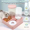 2026 Automatic Cat Feeder Water Dispenser Set, 2 In 1 Tilted Automatic Pet Food And Water Feeder Gravity Food Feeder and Waterer 3