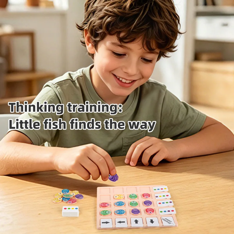New Wooden Montessori Learning Toys for Kids Logical Thinking Training Color Direction Cognition Interactive Battle Board Game