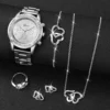 Fashion Women Stainless Steel  Silver Color Quartz Watch & Heart-shaped Jewelry Set 2
