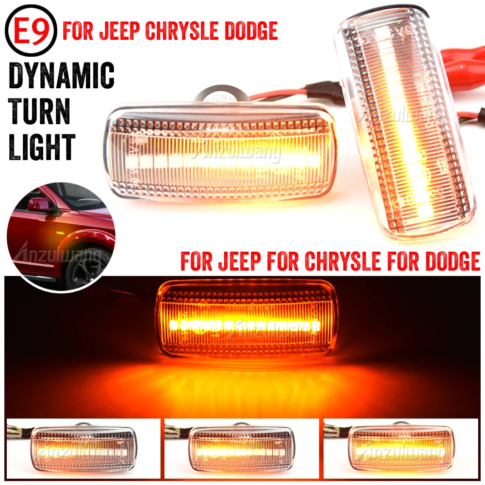 2Pcs Dynamic LED Side Marker Light Blinker Turn Signal Lamps Indicator