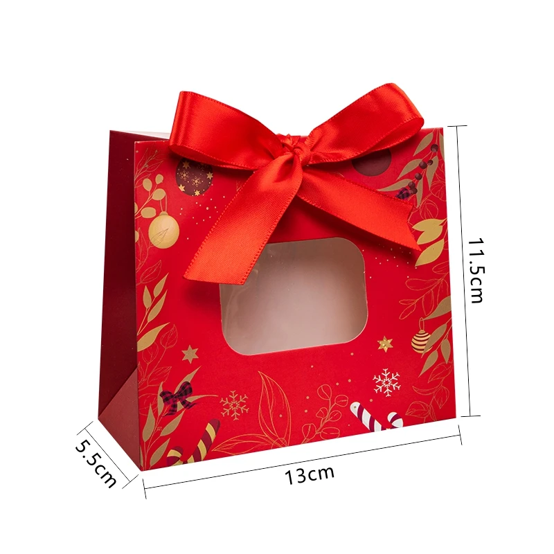 LBSISI Life 5pcs Christmas Gift Paper Bags Transparent Window For
