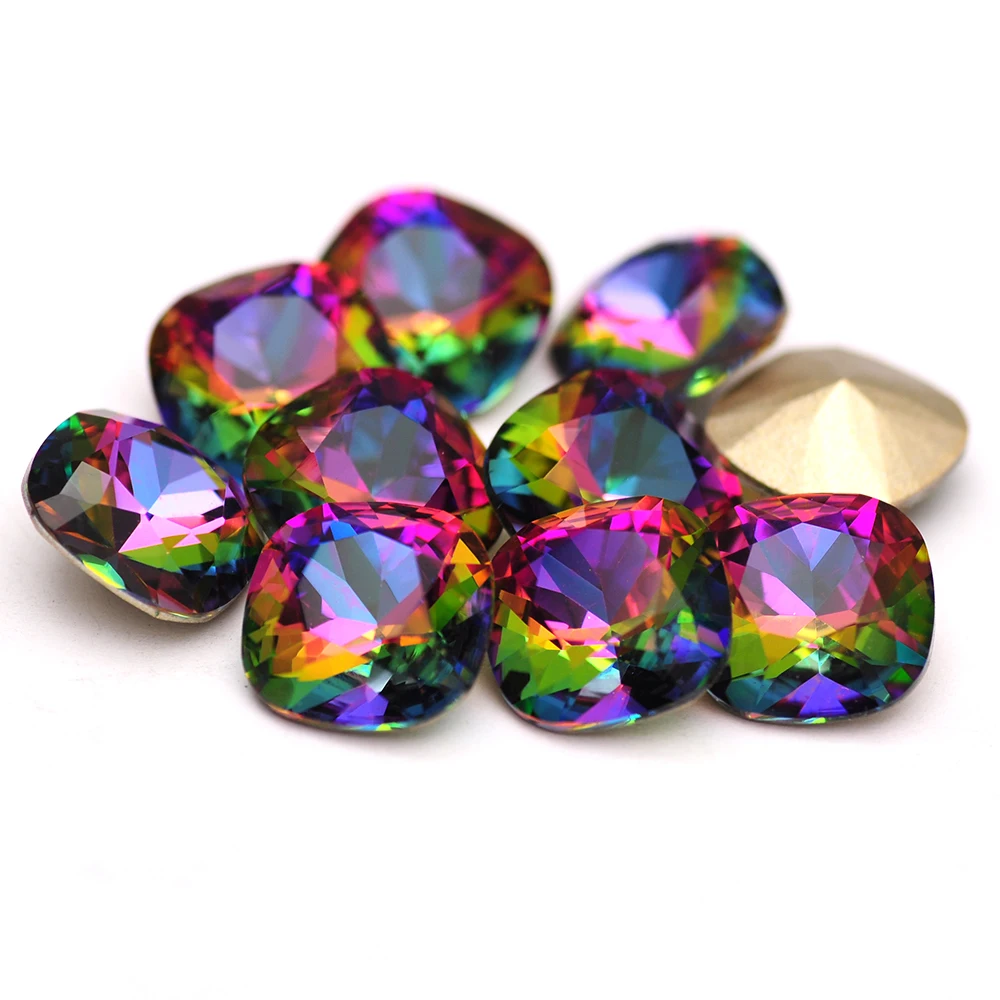 10PCS Mehrfarbige Strasssteine 5A Glas Kristall Kissen Schmuck Dekorationen Lose Kleber Auf Nail art Strass Strass Für Kleidungsstück – Detail 33