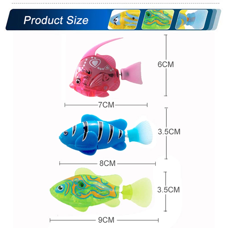 Flash Swimming Electronic Fish Pet Bath Toys Battery Powered Swim for Children Kids Bathtub Fishing Tank Decoration Gift