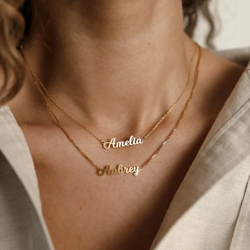 Personality S925 Silver Personalize Name Necklace Custom Handwriting Cursive Letter Pendant Choker Chain Gifts Jewelry