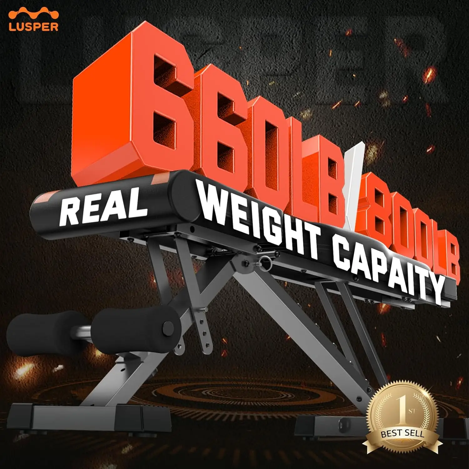 Adjustable Weight Bench Foldable-660/800 Lb Stable Workout Bench, Extended head and neck protection design, 3 Sec Fast