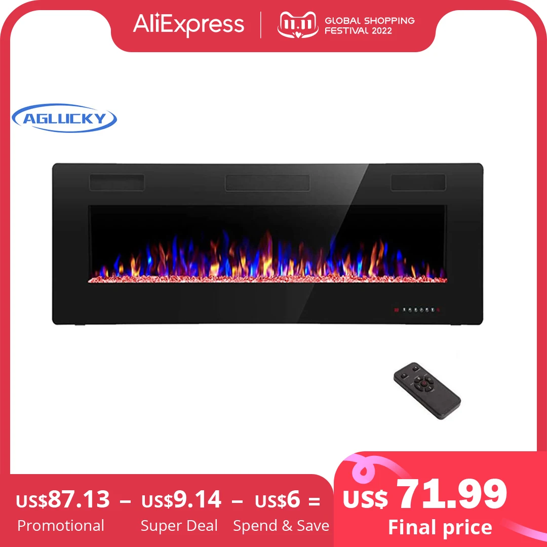 Aglucky 30" 50" 68" Electric Fireplace In-wall Recessed Wall Mounted 1500w Heater Linear Timer Multicolor Flames Touch Screen - Electric Fireplaces - AliExpress