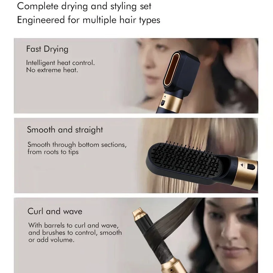Electric Hair Dryer With Electric Curling Iron 5 in 1 Hair Curler Dryers Curling Rollers Curler With Straightening Brush