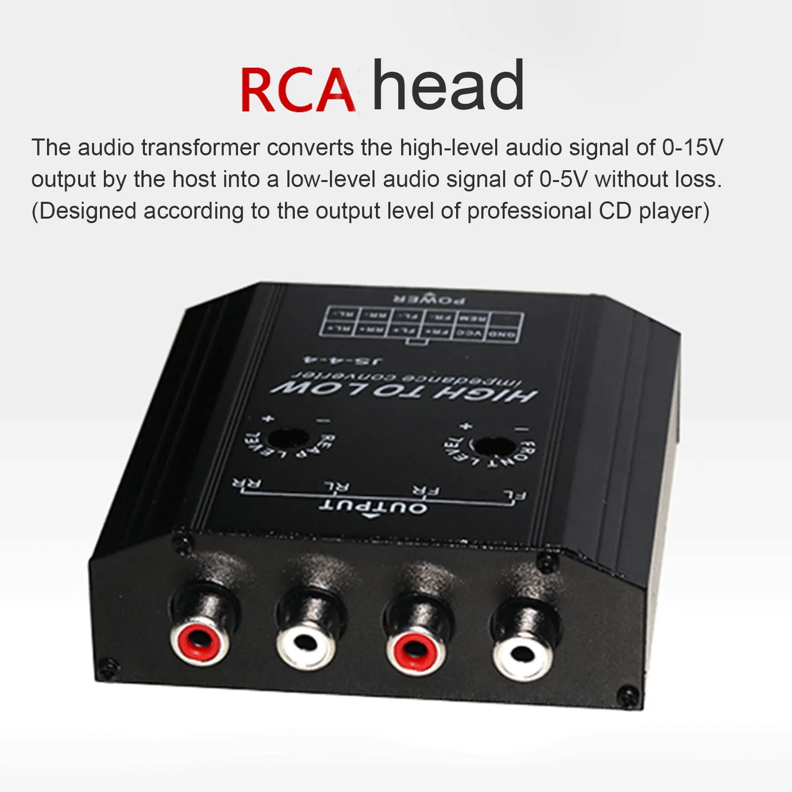 Car Audio Amplifier Box 12V 4 Channel Audio Impedance Converter High To Low RCA Line Car Stereo Radio Speaker Frequency Filter