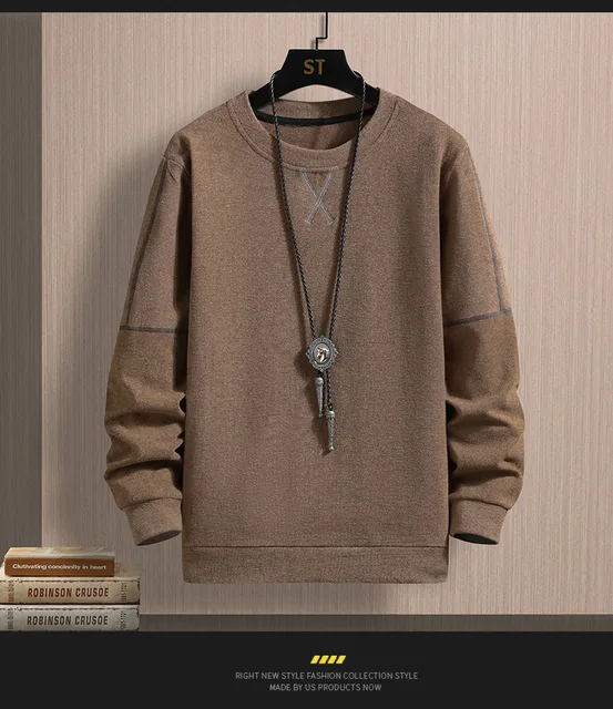 02201 Men pullover long sleeve shirt korean fashion high quality