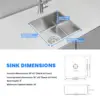ROVATE 20×17 Inch Undermount Kitchen Sink Small Wet Bar Prep Sink 18 Gauge Stainless Steel Single Bowl 9 Inch Deep Rv Sink 6