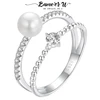 Bamoer U Pearl Moissanite Ring Double Layer Twisted Finger Ring Round Cut Diamond Original Gift S925 Sterling Silver Jewelry 1