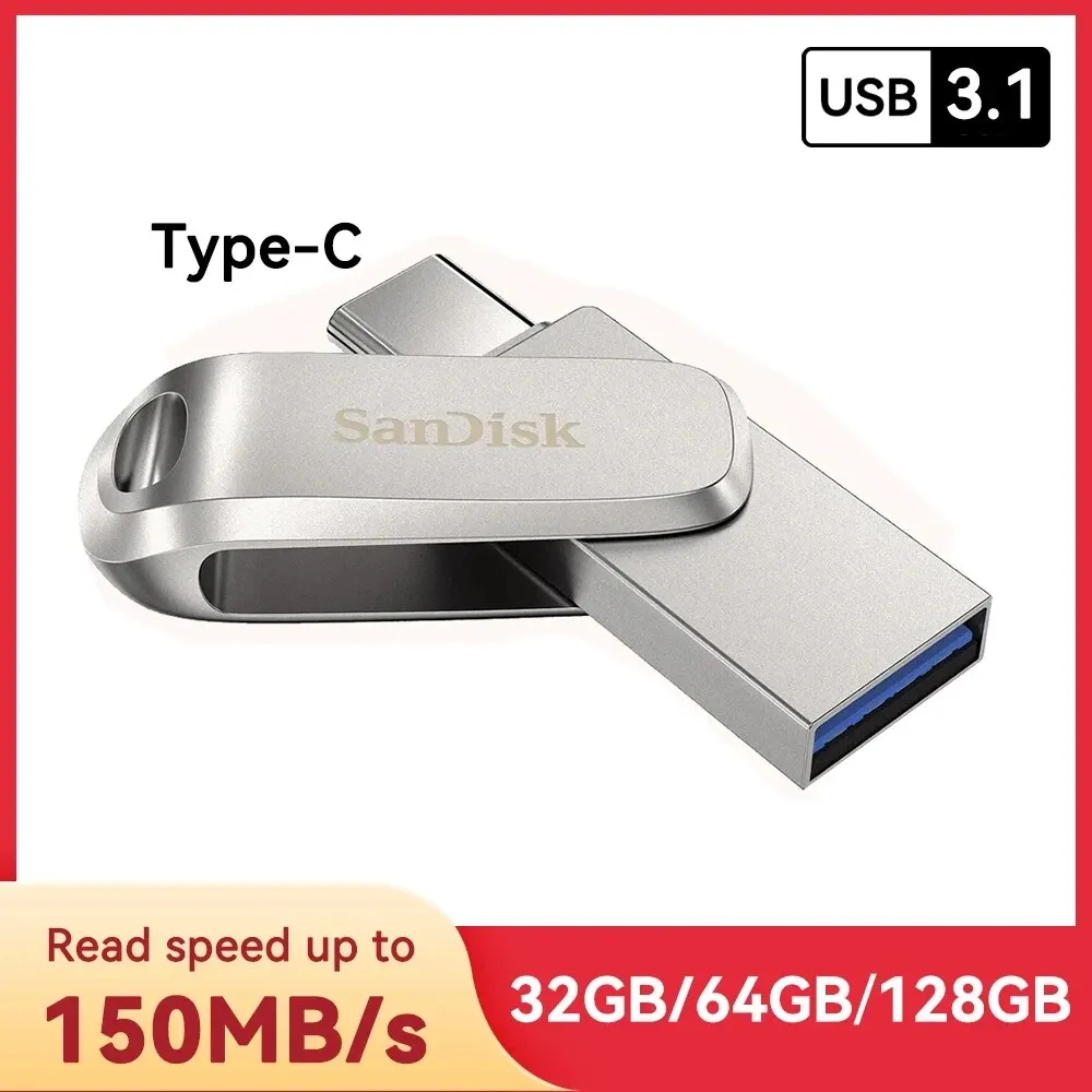 Sandisk Sdddc4 Usb 3.1 Flash Drive 64Gb Type-C Pendrive 128Gb 32Gb Telefono Metal Type-C Otg Flash Drive Pen Drive