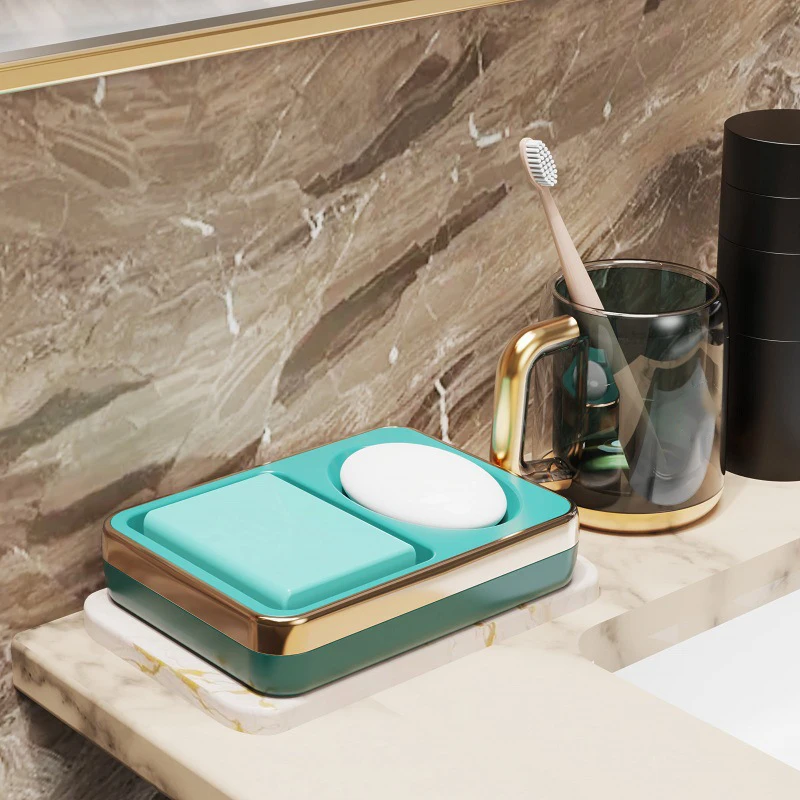 Bathroom Double Grid Dish Plate Case Home Shower Travel Hiking Holder Container Soap Box Plastic Soap Box Dispenser Rack