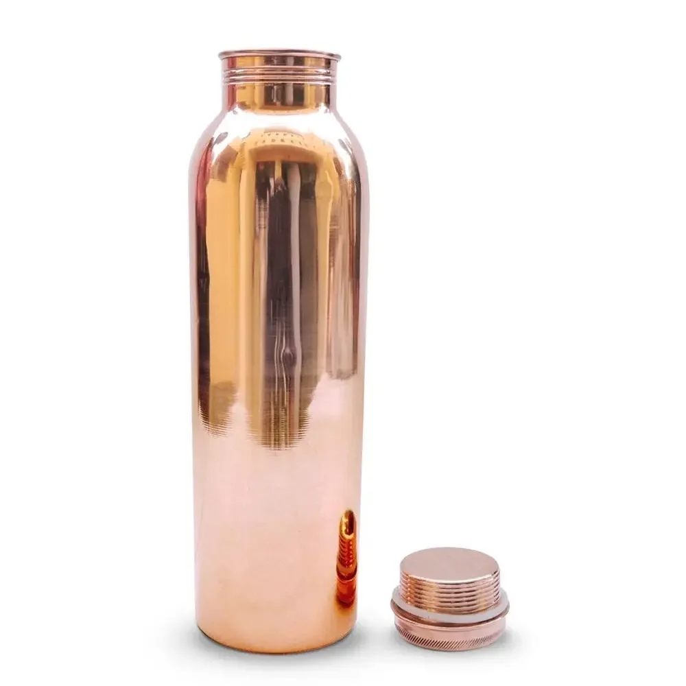 Copper Vaccum Flask Plain Water Bottle 1000ML Smooth Drinking Tumbler Cup 300ML