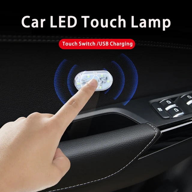 Comprar Luces LED táctiles para coche, luz Interior inalámbrica, lámparas  de lectura para techo de coche, carga USB, luz de ambiente para coche, 1/2  Uds.