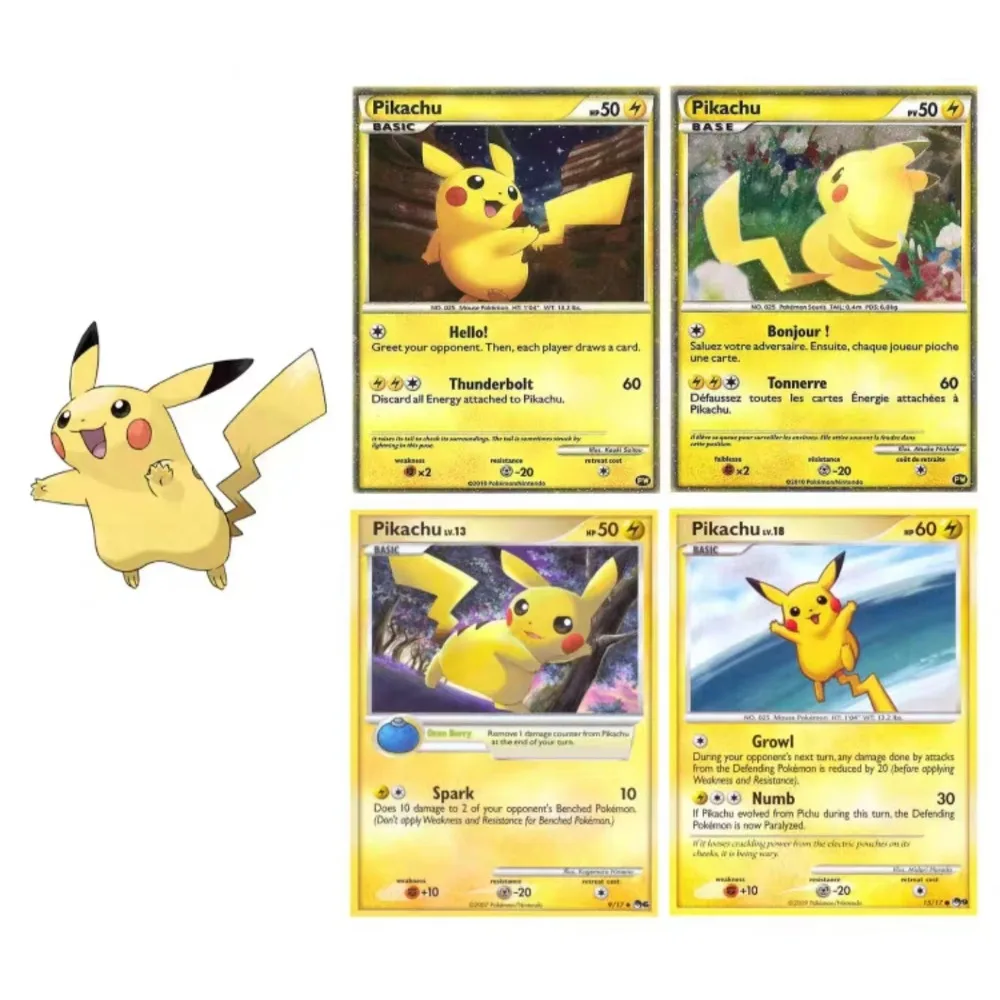 

PTCG Pokemon Pikachu US Version English DIY SR Old Card Anime Figure Collection Card Toy Gift N2