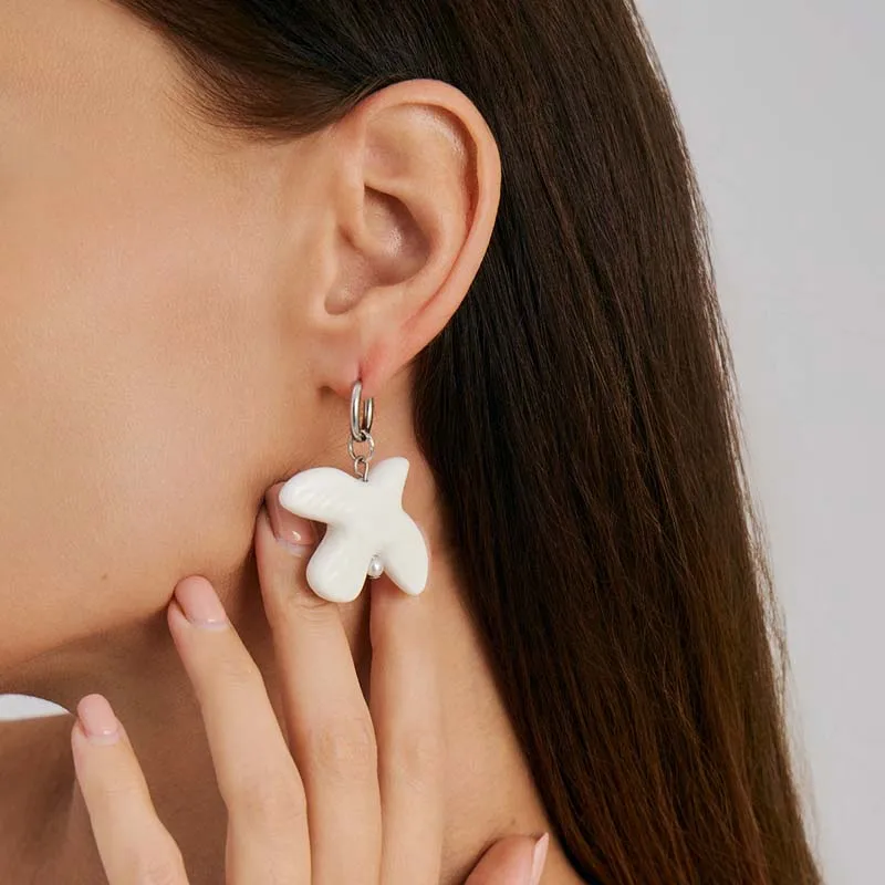 Fashion White Peace Dove Hoop Earrings For Women - Image 6