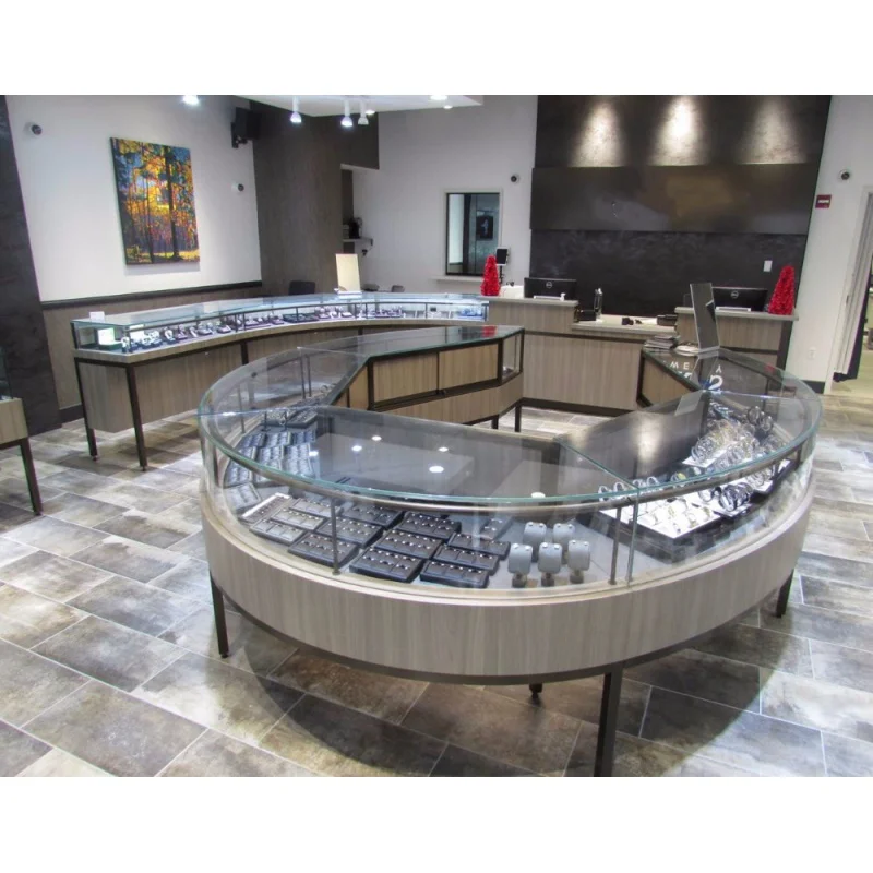 커스텀 빈티지 주얼리 상점 디자인, 유리 및 목재 디스플레이 캐비닛, 주얼리 상점 인테리어 디자인 아이디어, 주얼리 상점 카운터 쇼