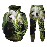 Automne Animal mignon Panda 3D sweat à capuche imprimé costume hommes sweats pantalons de survêtement décontracté mode deux pièces survêtement ensemble homme vêtements 4