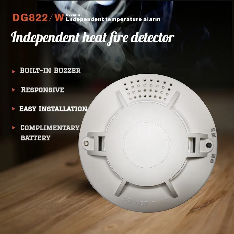 2Pcs DG822/W Heat Detector Temperature Alarm Fire Sensor 9VDC Independent Temperature Sensor Alarm