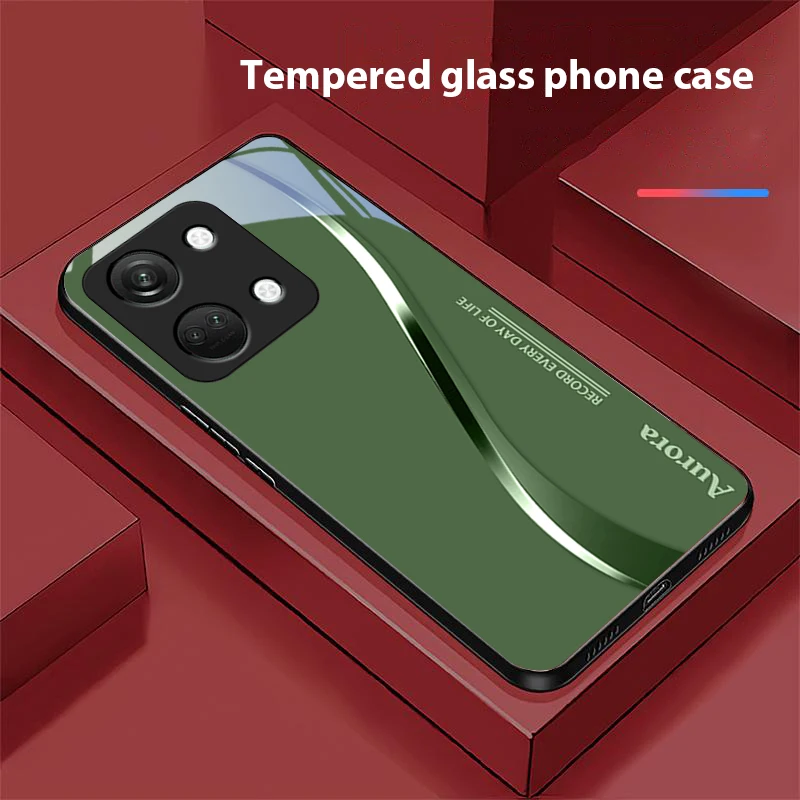 Two-Tone Stripes Black Tempered Glass Phone Case