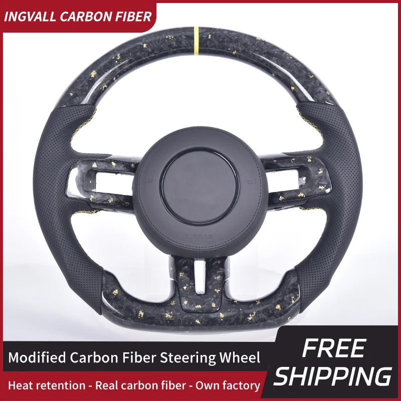 

Carbon Fiber Steering Wheel For Ford Mustang GT350 GT500 ecoboost Shelby Hydro-Dip Personalized Customized