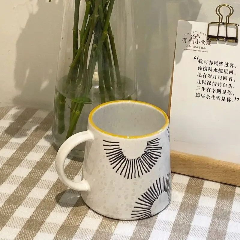 

Nordic simple ceramic cup mug creative hand-painted coffee cup drinking cup high temperature resistant milk cup juice drink cup