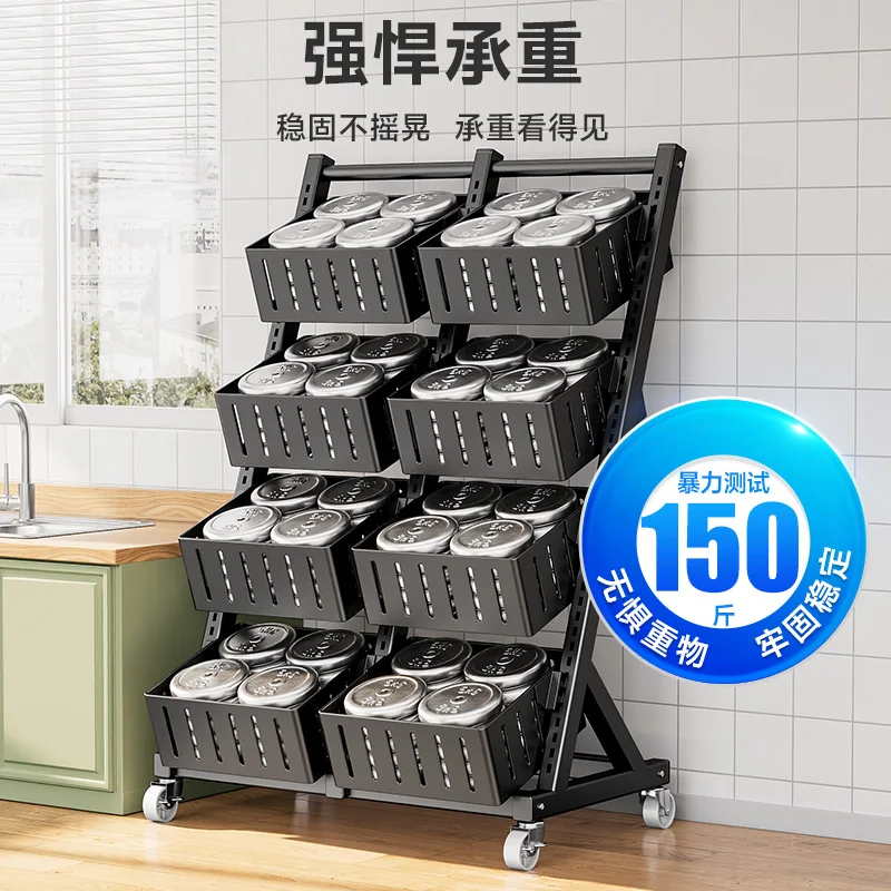 Supermarket Shelves Living Room Snack Kitchen Standing Multi-layer Vegetable Basket Fruit Vegetable 이동식 수납장 트롤리 수납장 Carrinho