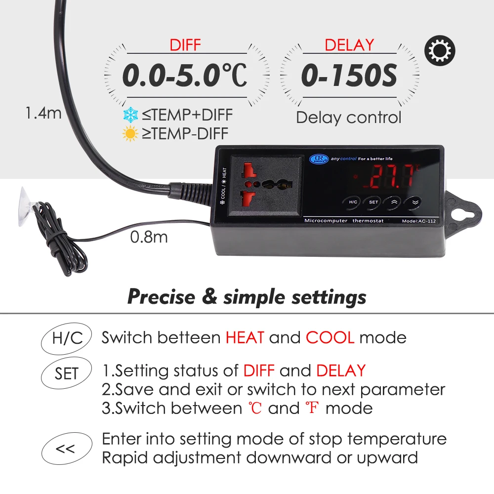 Title 5, Reptile Thermostat Controller Sensor Thermomete...