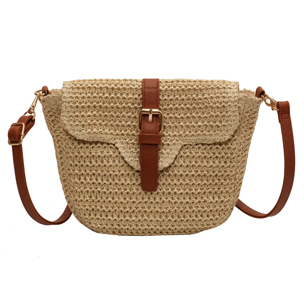 Summer Straw Woven Crossbody Bag for Women