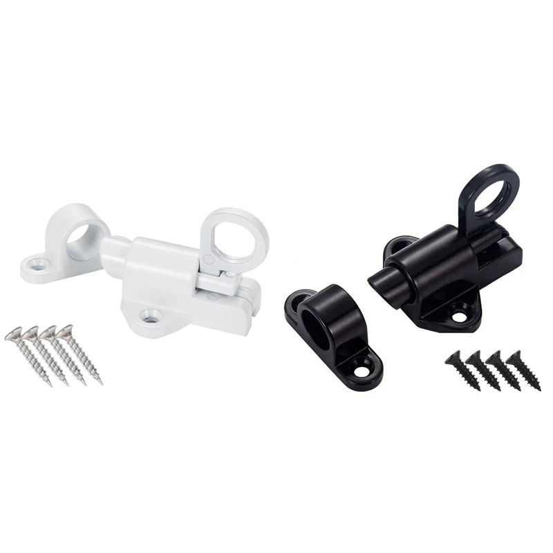 

2X Aluminum Alloy Security Automatic Window Gate Lock Spring Bounce Door Bolt Latch, Black & White