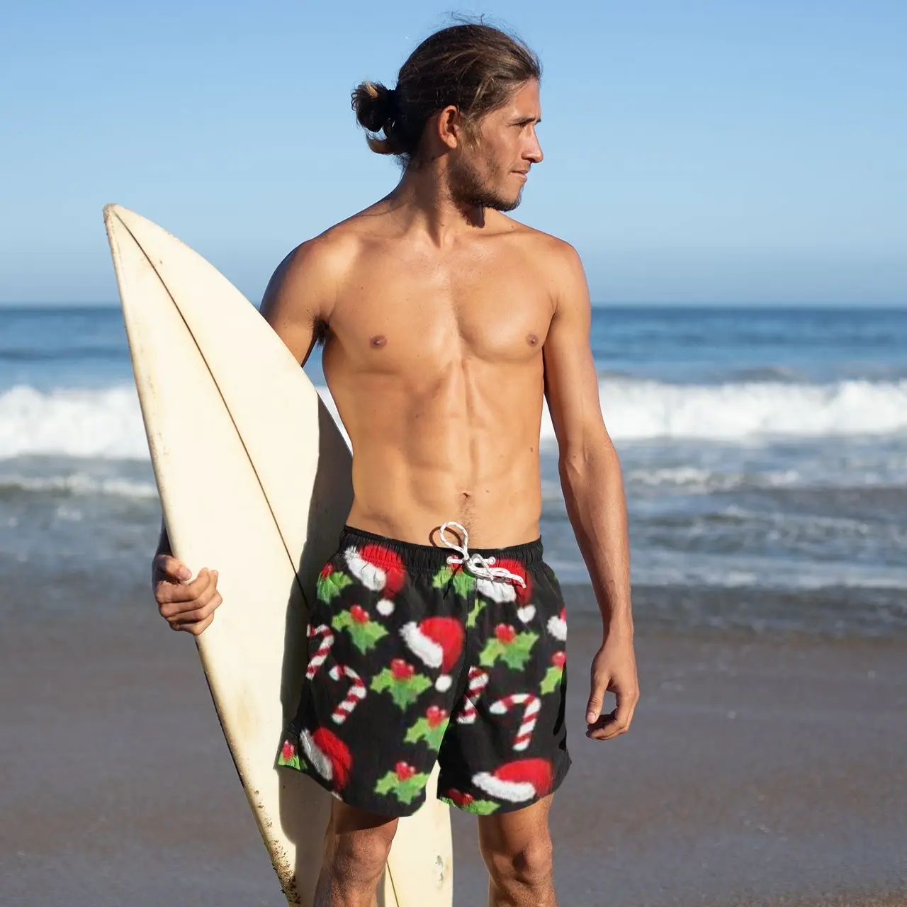 

Christmas Board Shorts Funny Bathing Swimming Trunks Polyester Men Swim Trunks