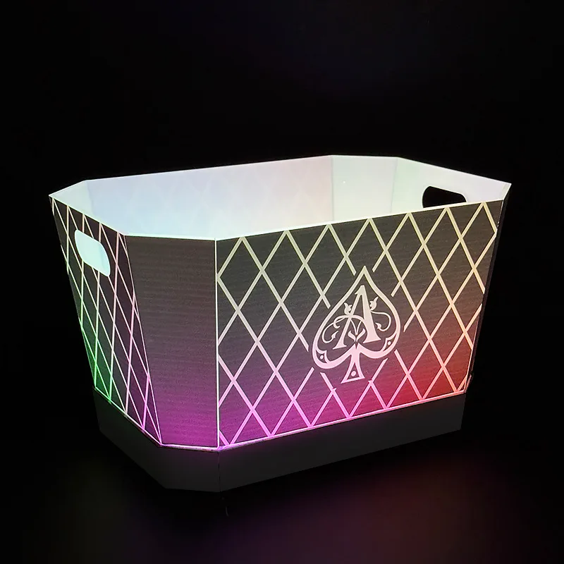LED luminous ice bucket bar colorful light six-pack acrylic champagne barrel rechargeable spades A beer ice bucket