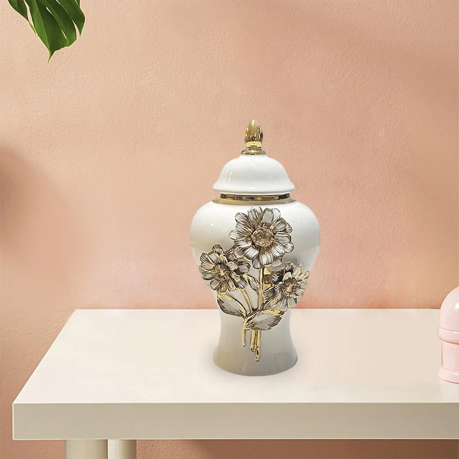 

Ceramic Flower Vase Porcelain Ginger Jar for Dining Room Office Desktop