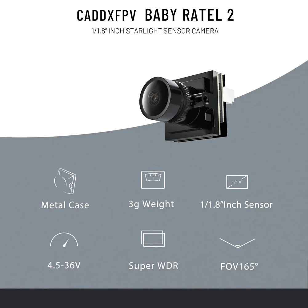 Caddx Baby Racel 2 Nano Размер 1200TVL 3g FOV165° Звездный свет с низкой задержкой день и ночь FPV-камера для фристайла 14*14 мм для радиоуправляемого дрона thumbnail 5