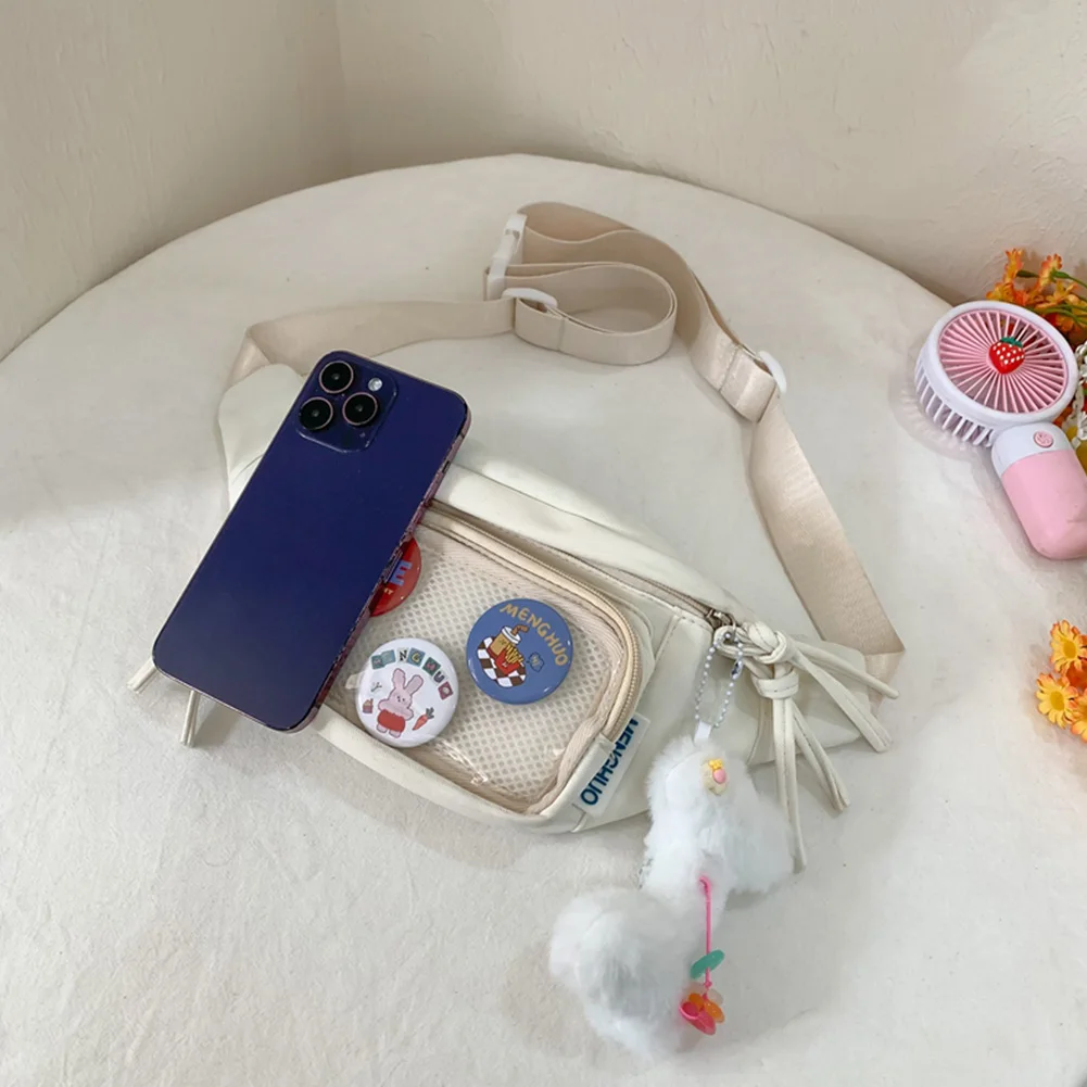 Ita Bag Fanny Pack Cute Crossbody Sling Bag Nylon PVC Belt Bag Chest Bag for Women Girls Teens