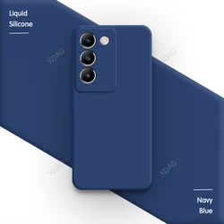 Elegant Square Liquid Silicone Phone Case with Fashionable Camera Protection - High Quality Back Cover for VIVO V30 Lite (ME) (Navy Blue)
