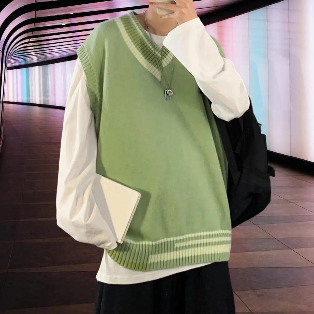 

Winter Sweater Color Matching Casual Knitting Anti-pilling Spring Vest Sweater Spring Vest Sweater for School