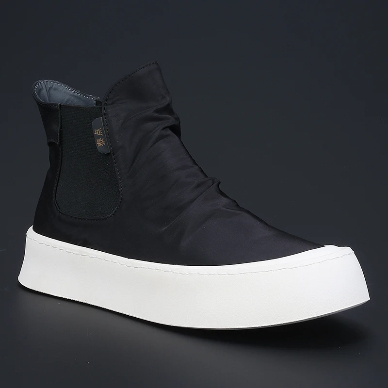 

Модные дышащие холщовые туфли корейской версии, высокие бортовые туфли, модная повседневная обувь, удобные черные мужские модные туфли