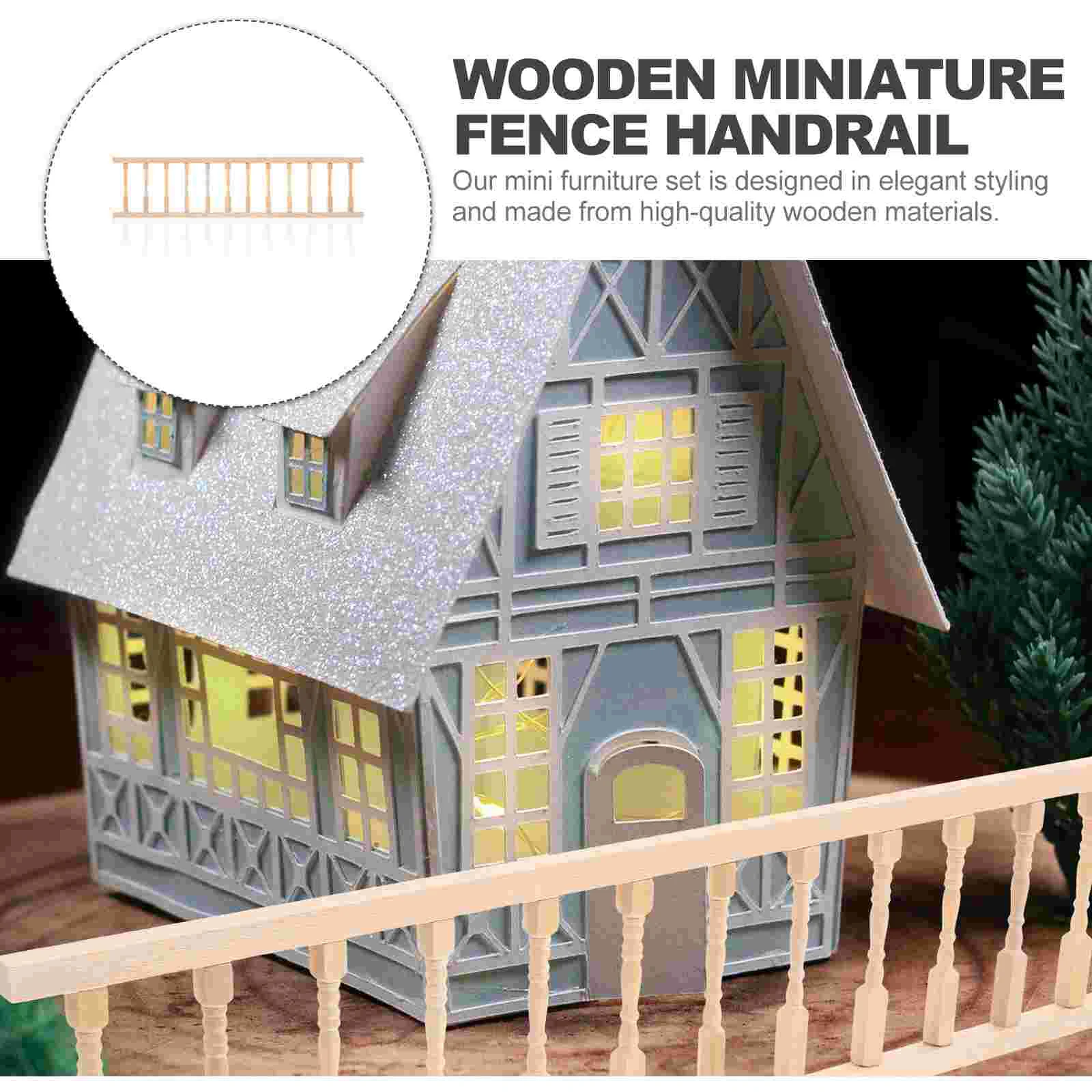 Wooden Miniature House Fence Handrail Dollhouse Furniture