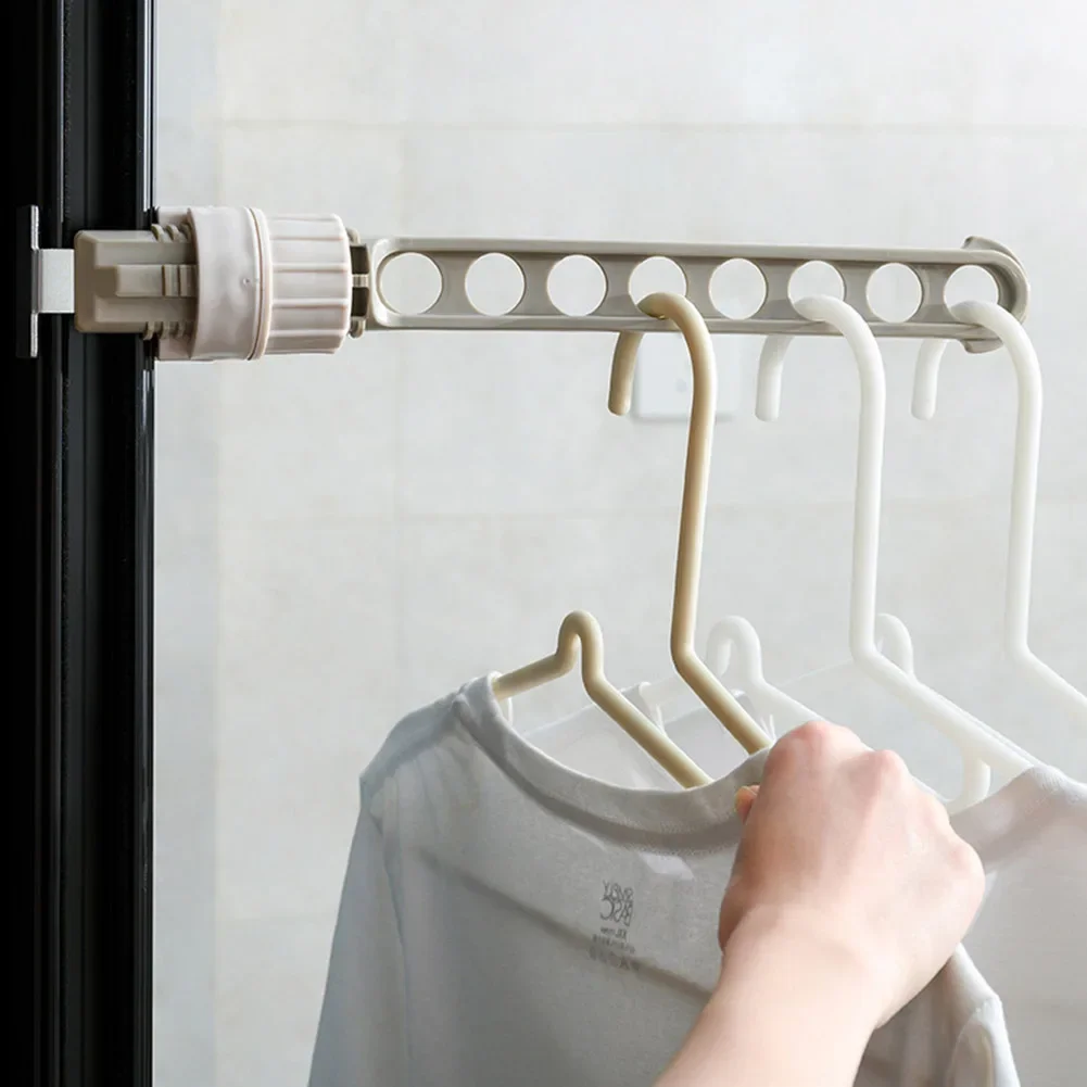 3pcs Window frame clothes hanger buckle type porous window balcony portable clothes hanger adjustable clothes hanger 2