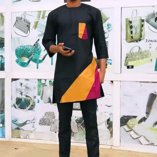 Musa Long Sleeve Embroidered Dashiki Outfit - Image 4