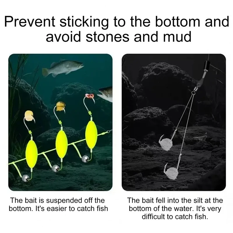 Description Picture 4 of item1 Set Three Reverse Hooks Fishing Rig Anti-tangle Snag Resistant Split Hook Rig Freshwater Saltwater Fishing Accessories